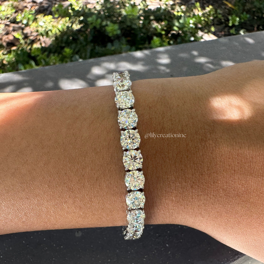 20 Carat Round Lab Grown Diamond Tennis Bracelet