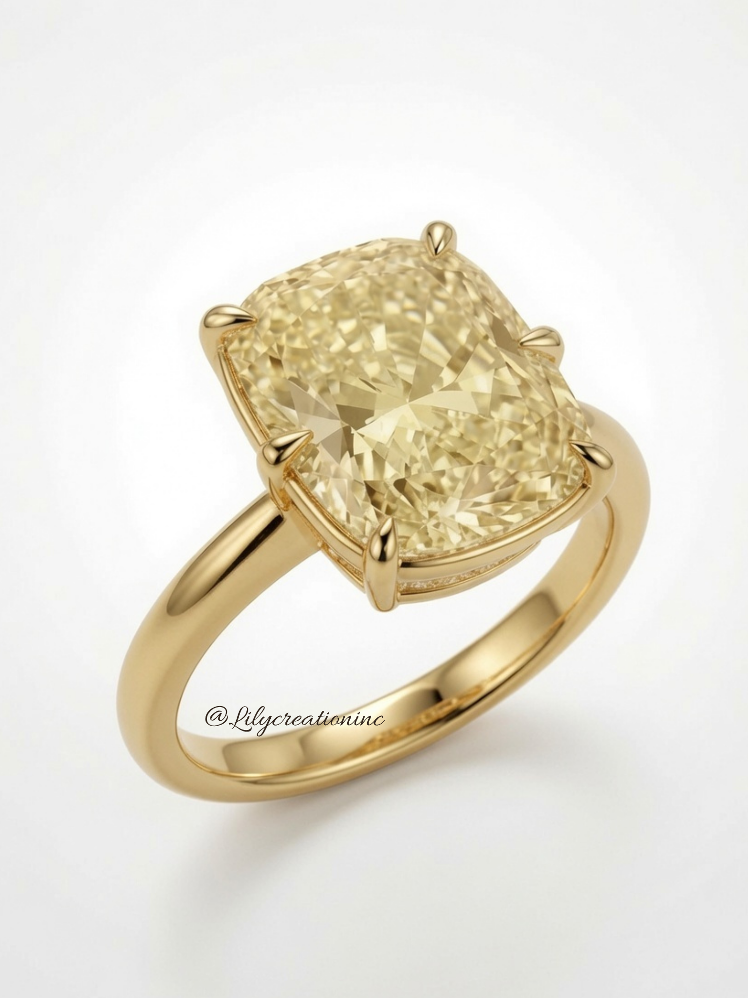 Yellow Cushion Solitaire Diamond Engagement Ring