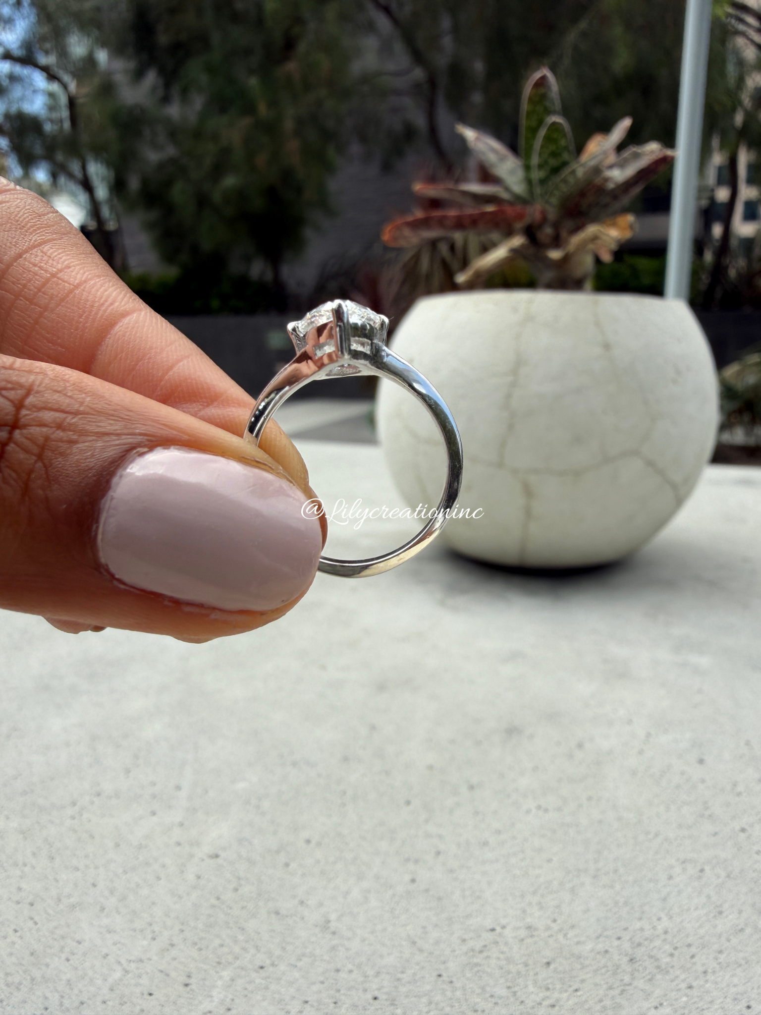Marquee V Shape Band Solitaire Lab Grown Diamond Engagement Ring