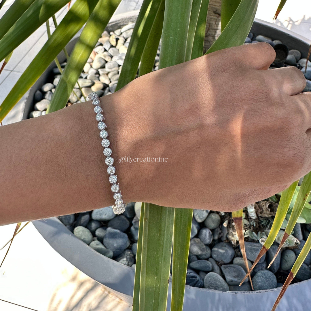 4 Carat Crown Setting Round Lab Grown Diamond Tennis Bracelet