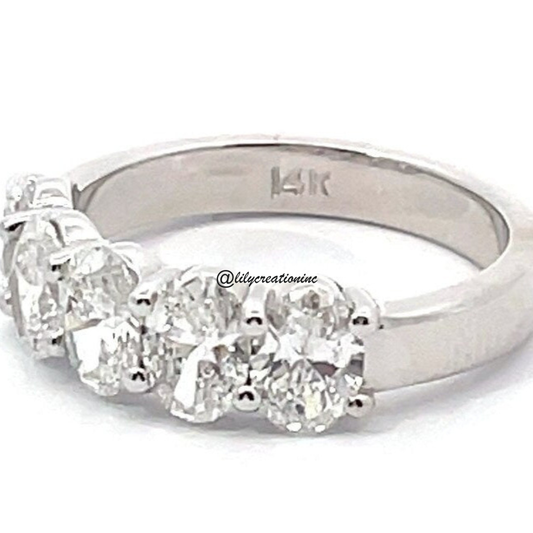1.5 Carat 5 Stone Oval Diamond Eternity Band
