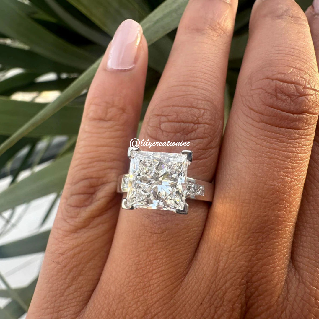 Princess Cut Diamond Engagement Ring With Side Diamonds