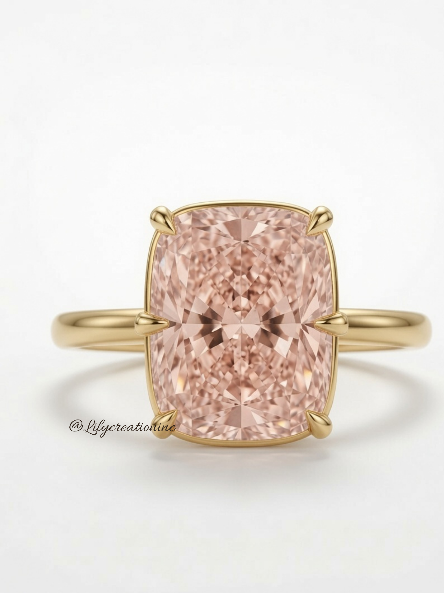 Pink Cushion Solitaire Diamond Engagement Ring