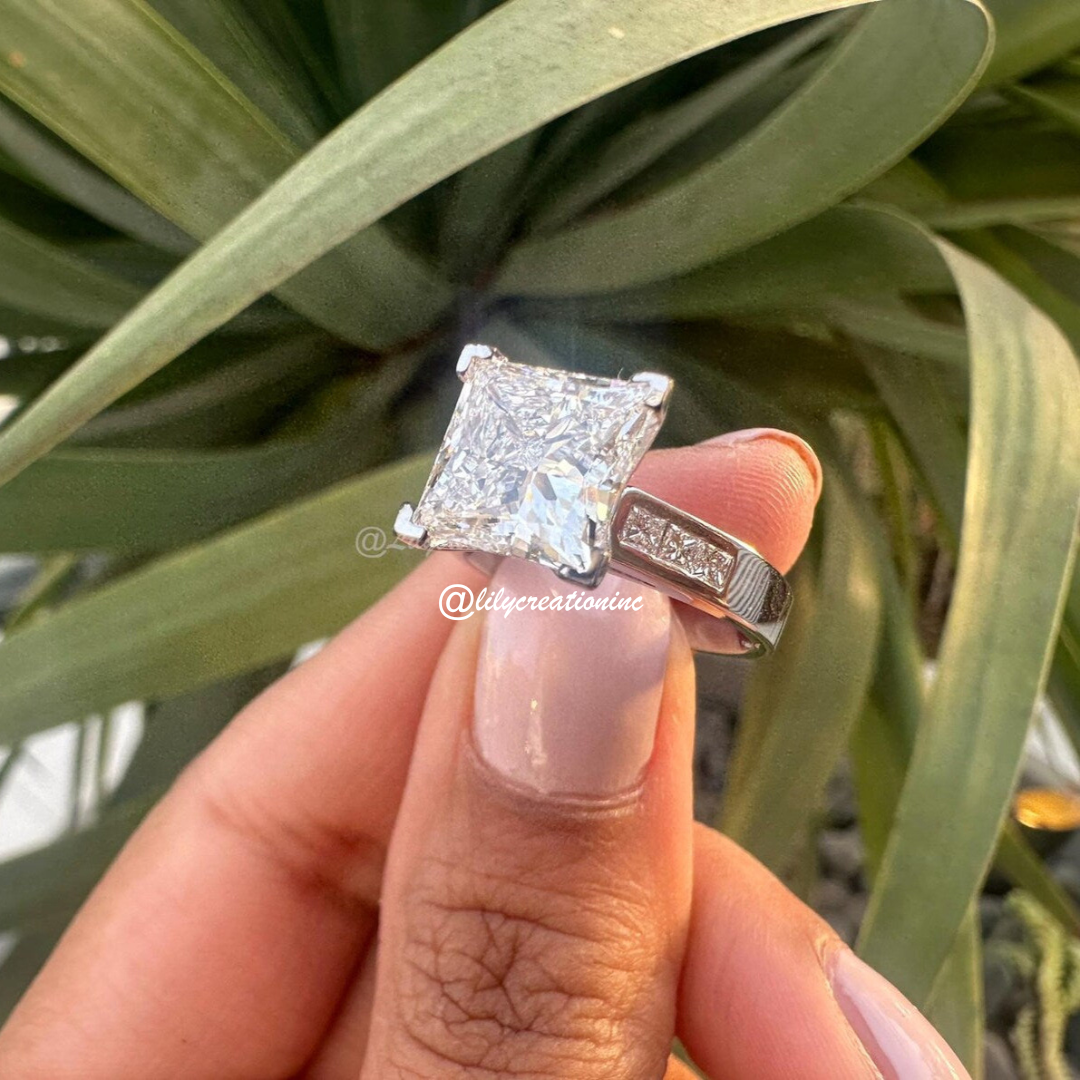 Princess Cut Diamond Engagement Ring With Side Diamonds