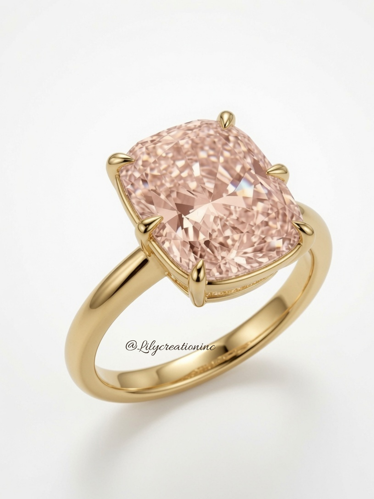 Pink Cushion Solitaire Diamond Engagement Ring
