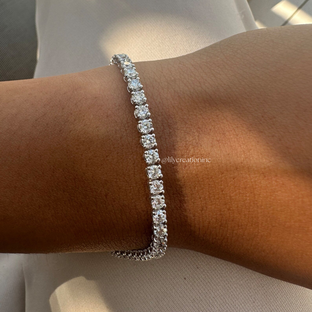 5 Carat Round Lab Grown Diamond Tennis Bracelet