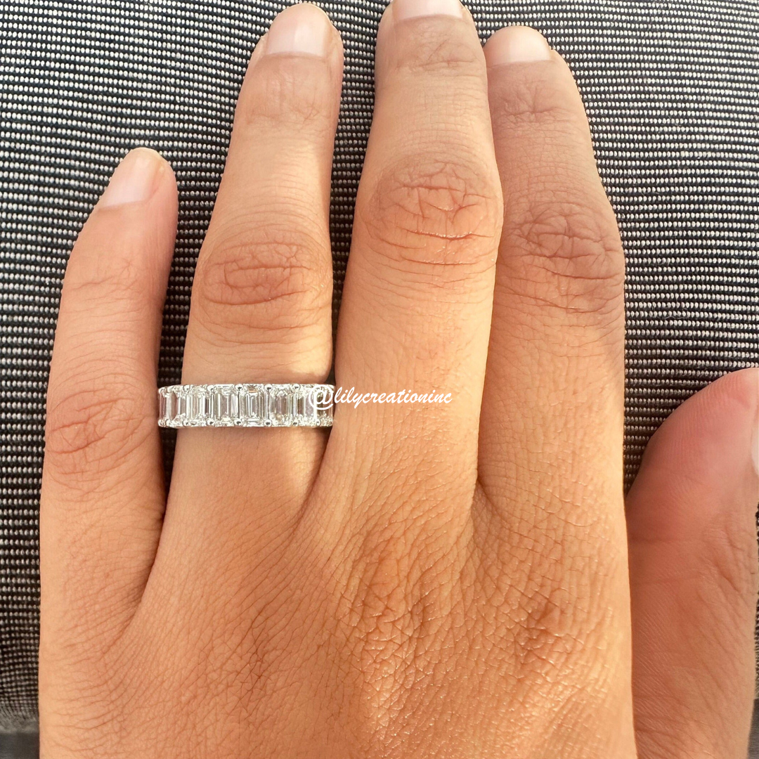 4 Carat Emerald Cut Diamond Eternity Band
