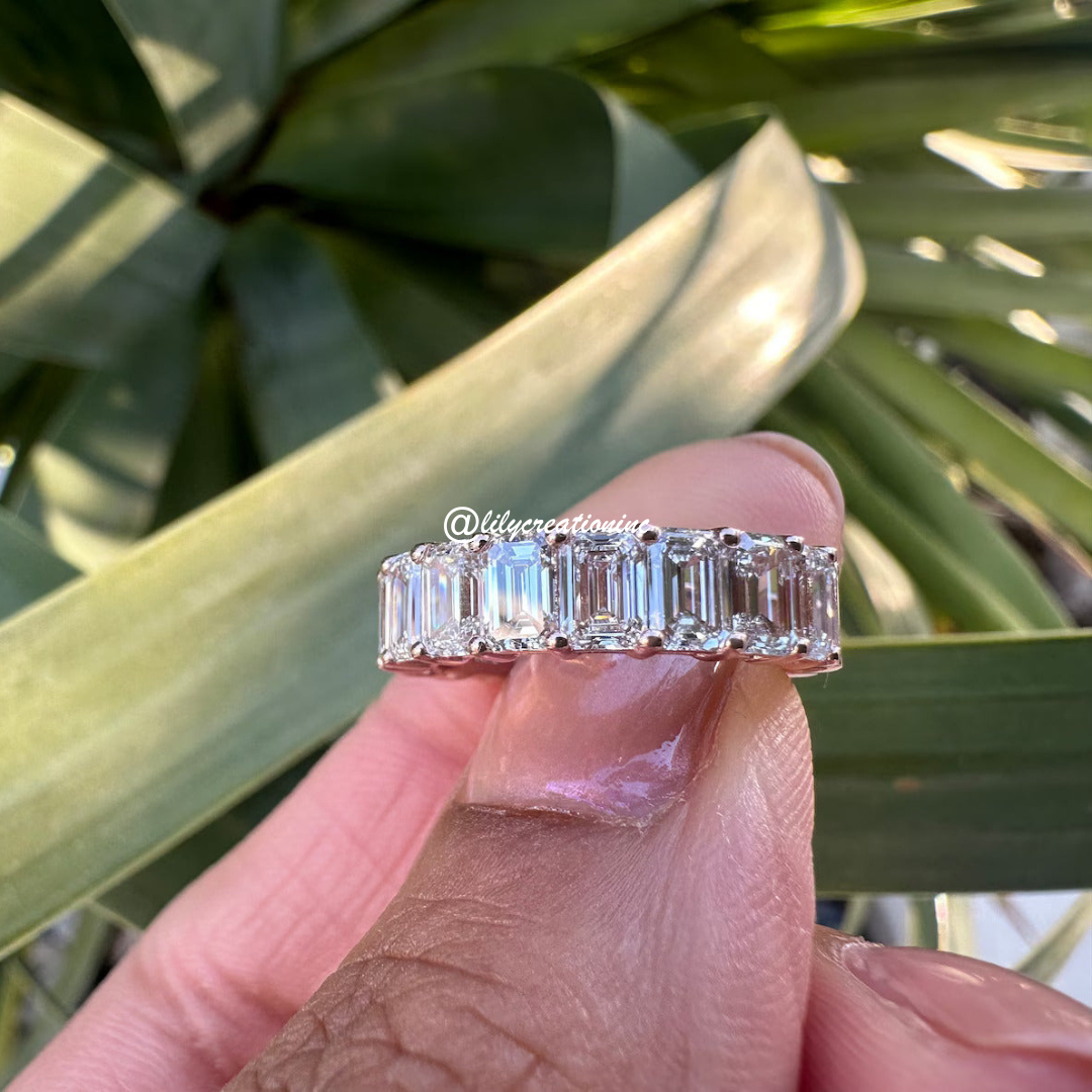 4 Carat Emerald Cut Diamond Eternity Band