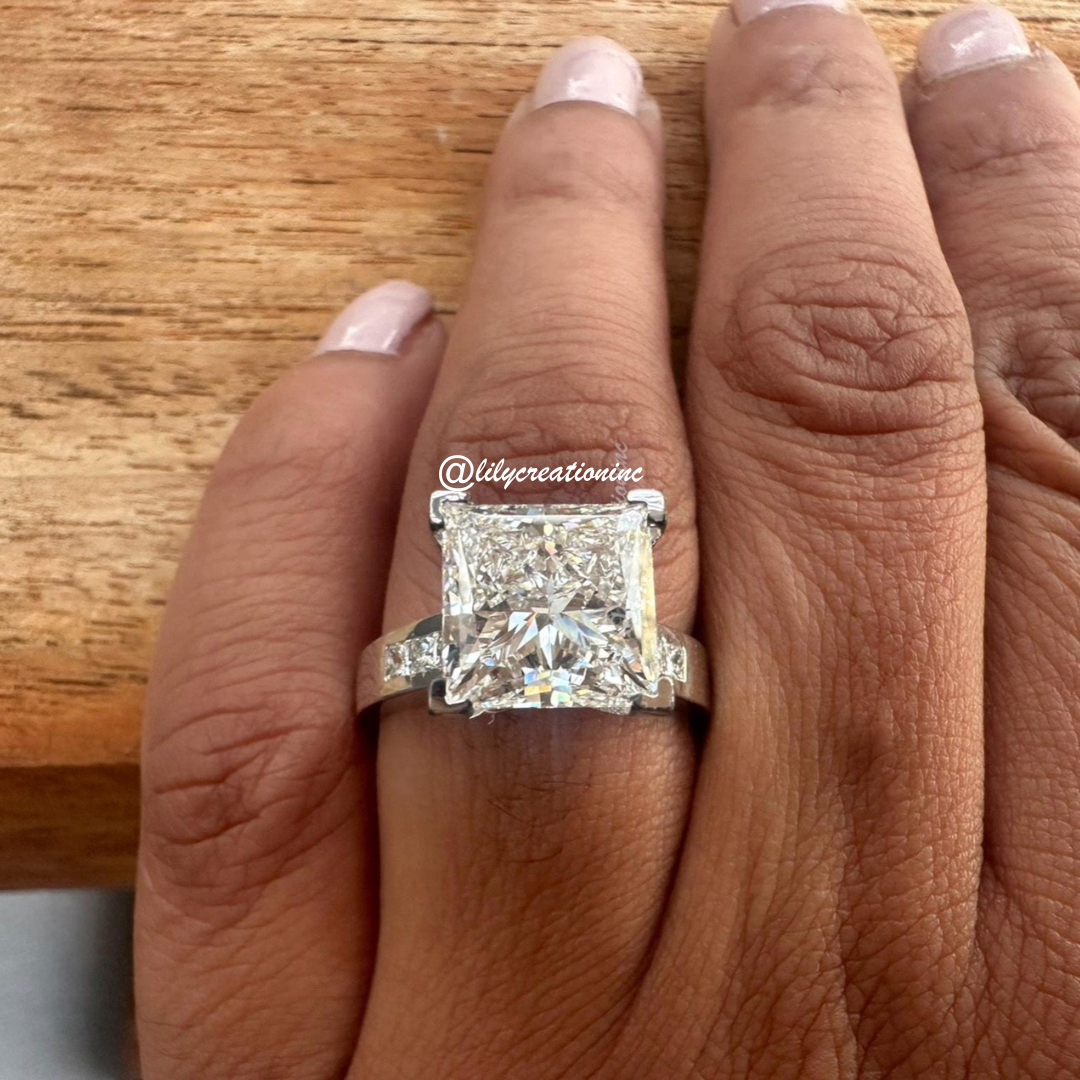 Princess Cut Diamond Engagement Ring With Side Diamonds