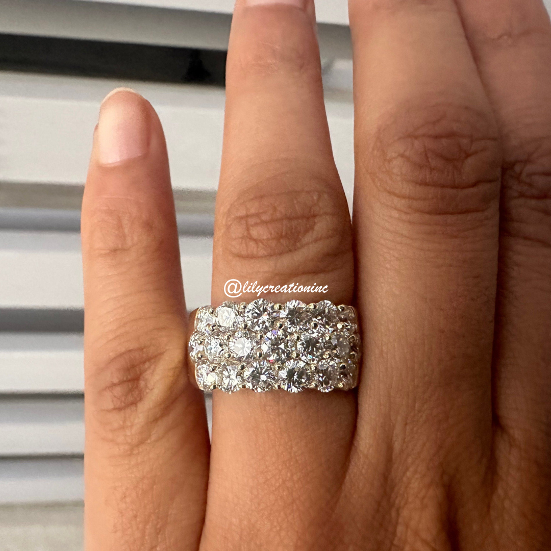 3 Row Round Halfway Diamond Eternity Band