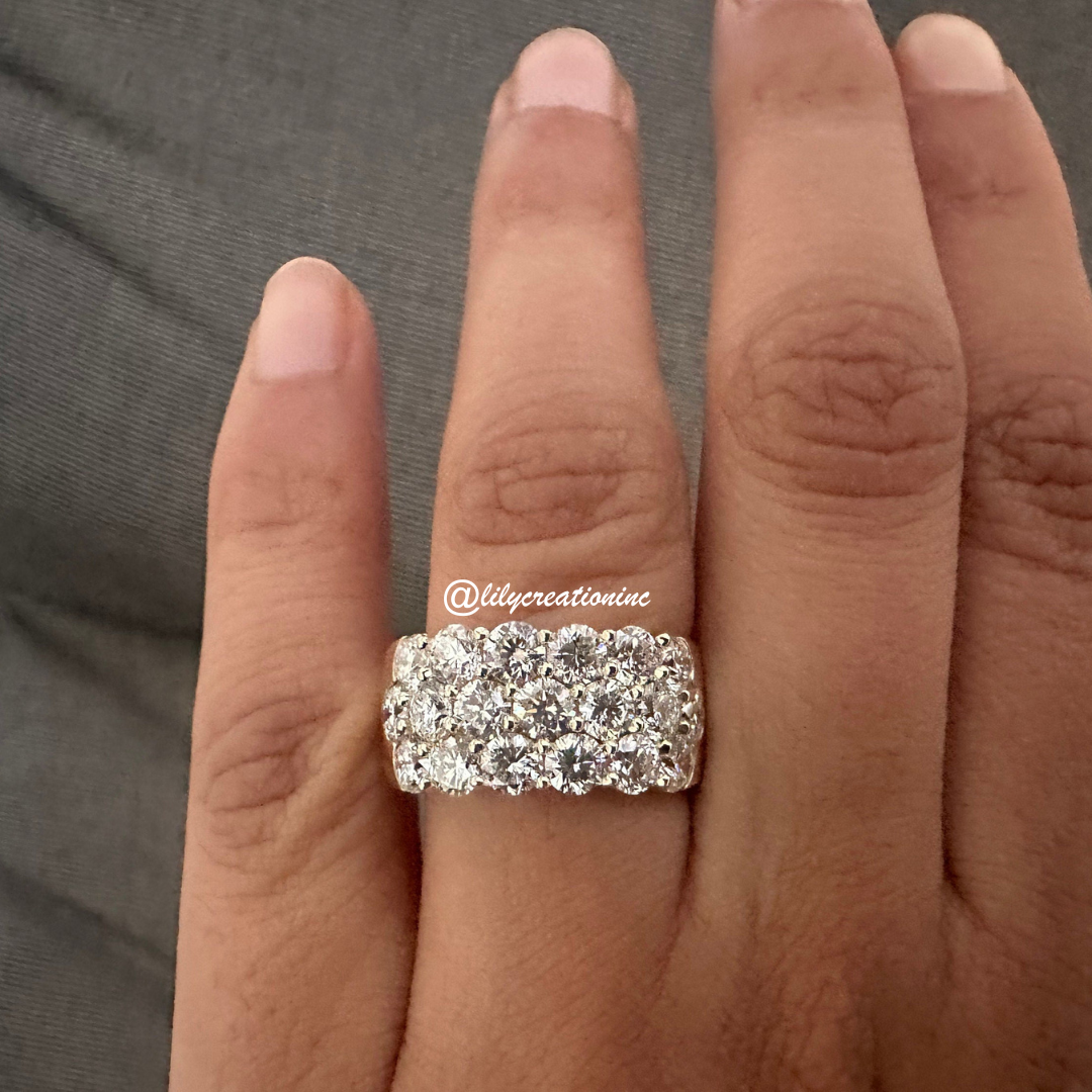 3 Row Round Halfway Diamond Eternity Band