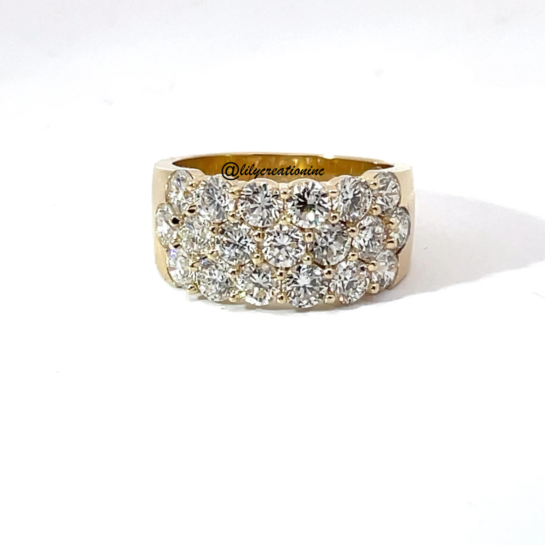 3 Carat 3 Row Round Halfway Diamond Eternity Band