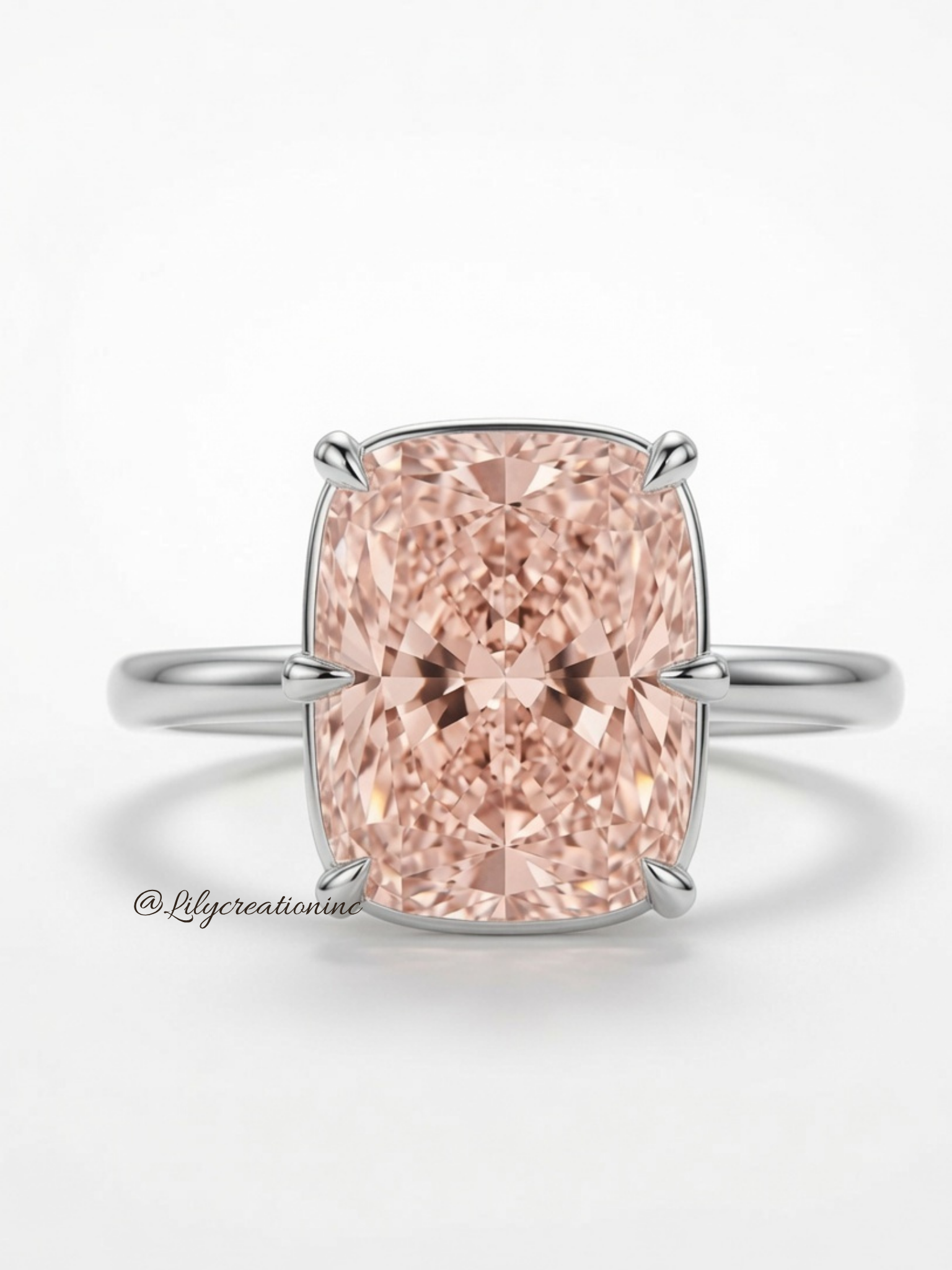 Pink Cushion Solitaire Diamond Engagement Ring