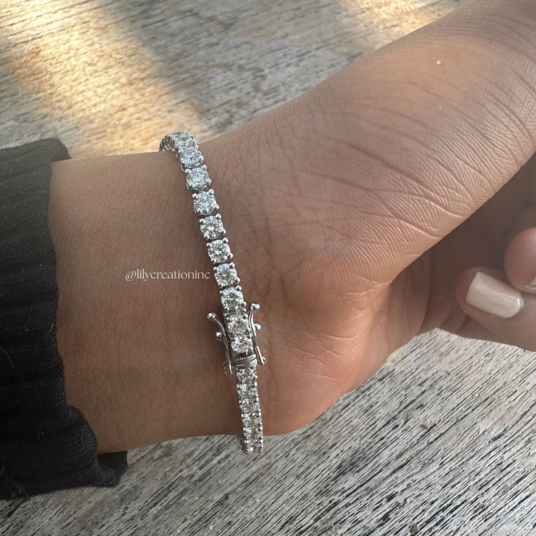 5 Carat Round Lab Grown Diamond Tennis Bracelet