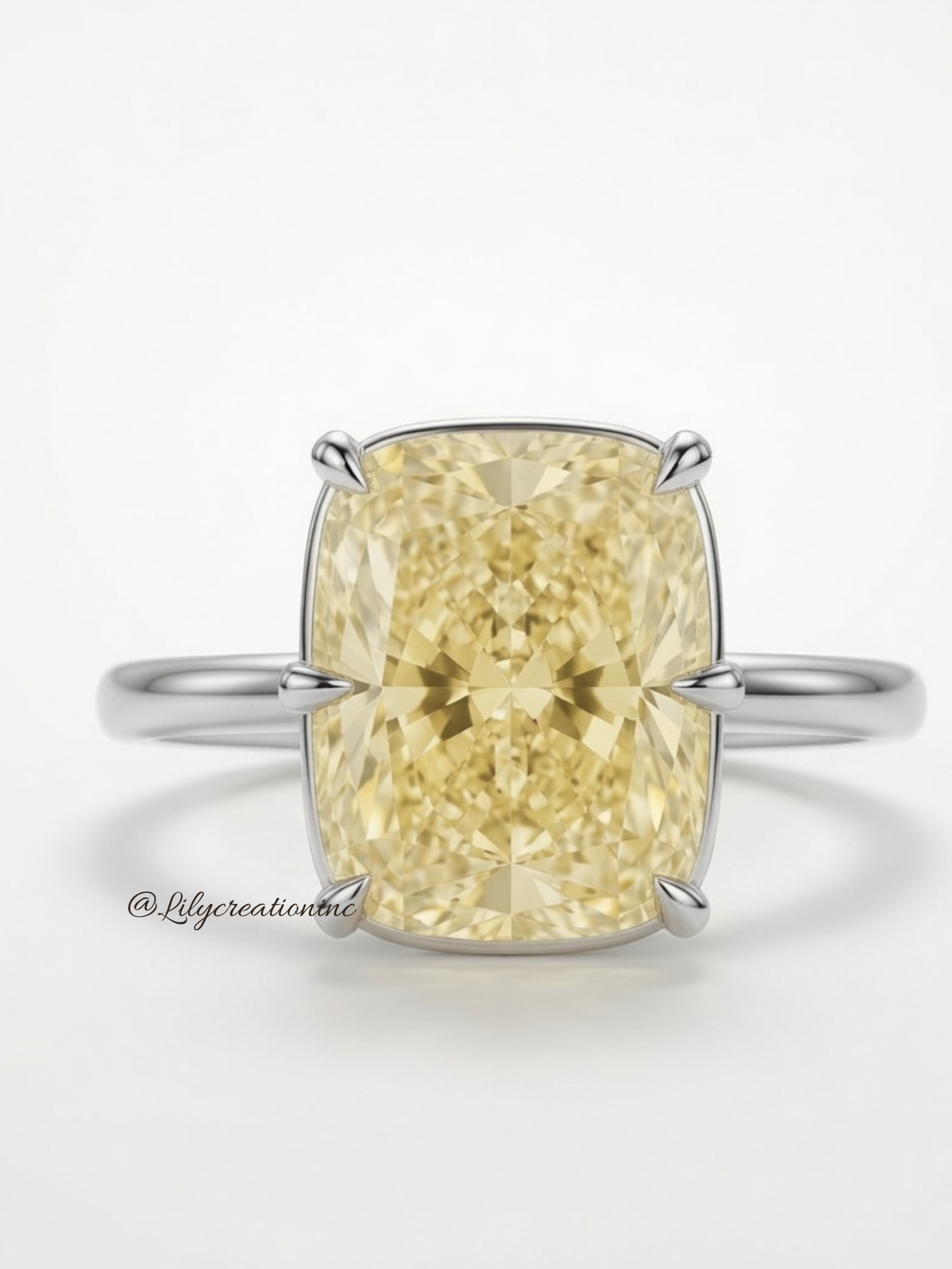 Yellow Cushion Solitaire Diamond Engagement Ring