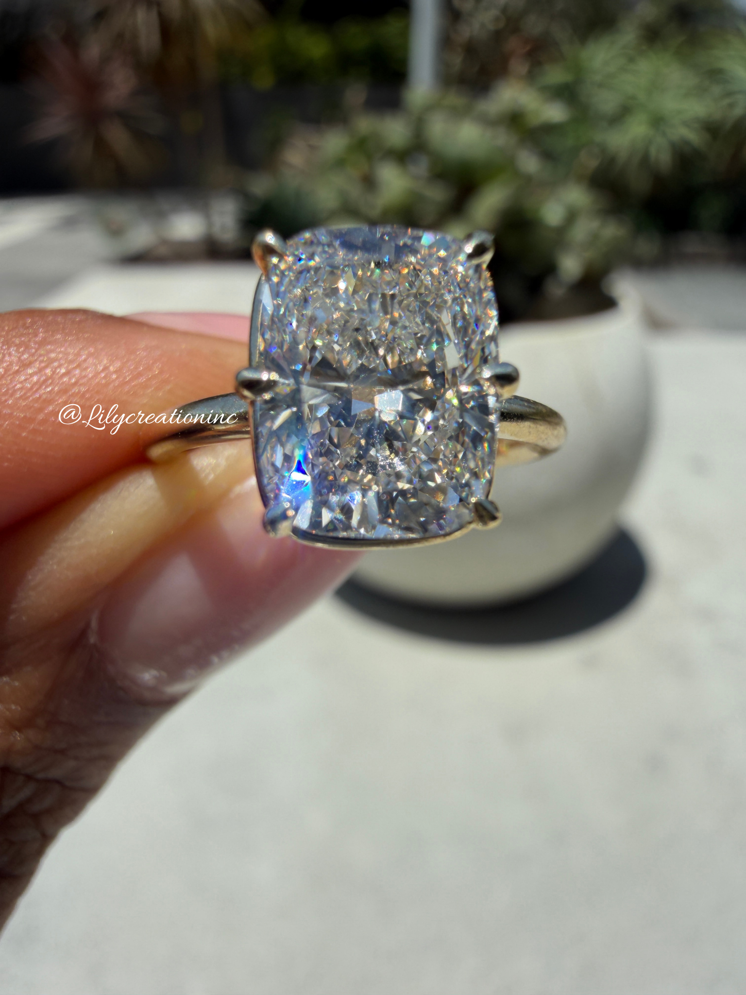 Cushion Solitaire Lab Grown Diamond Engagement Ring