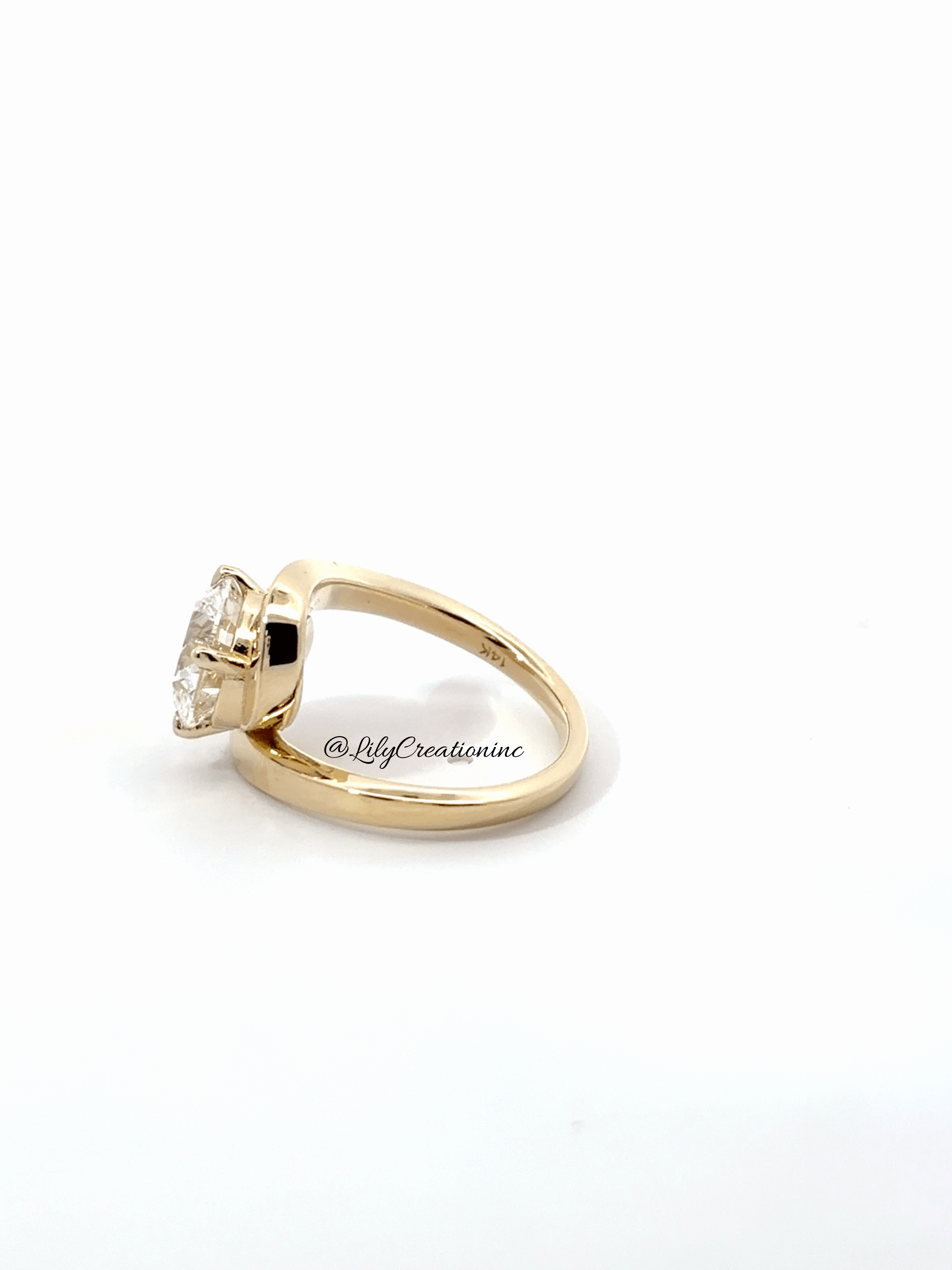 Round Unique Bypass Lab Grown Diamond Engagement Ring