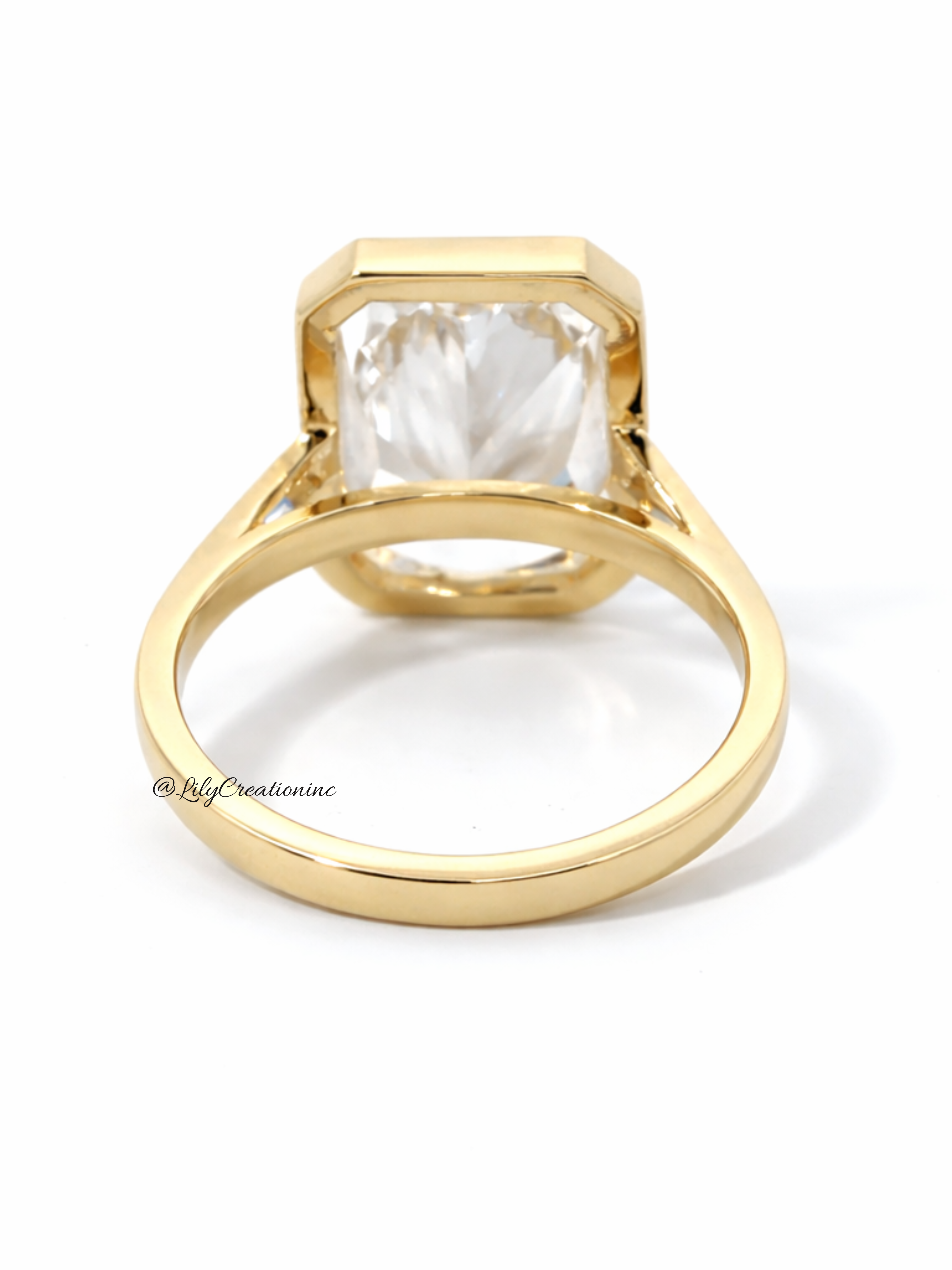 Radiant Cut Gold Bezel Lab Grown Diamond Engagement Ring