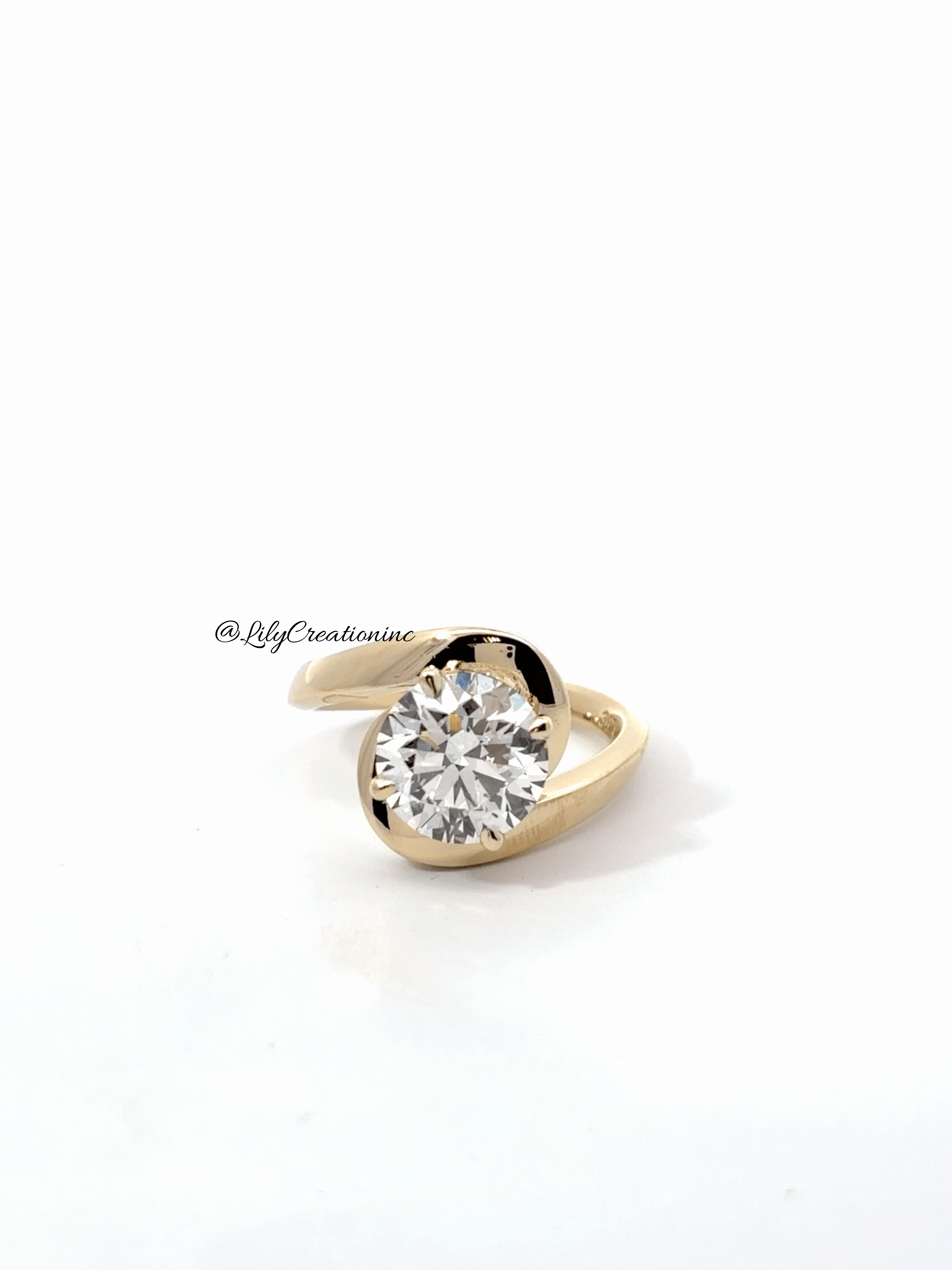 Round Unique Bypass Lab Grown Diamond Engagement Ring