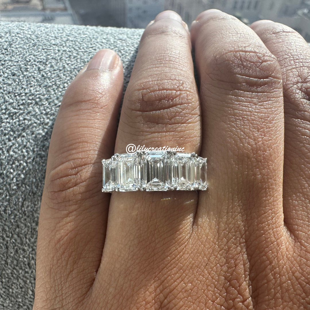 4.5 Carat 5 Stone Graduated Emerald Cut Diamond Eternity Band
