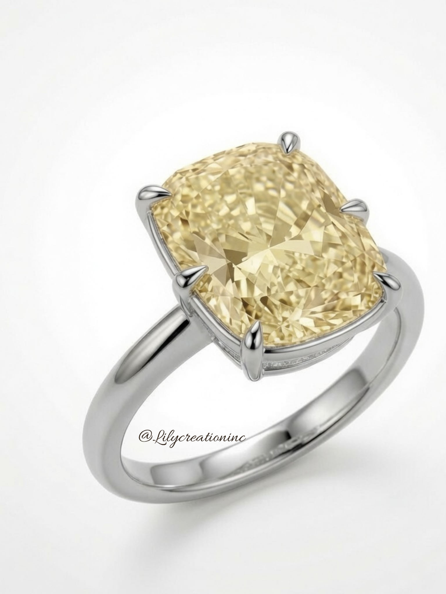 Yellow Cushion Solitaire Diamond Engagement Ring