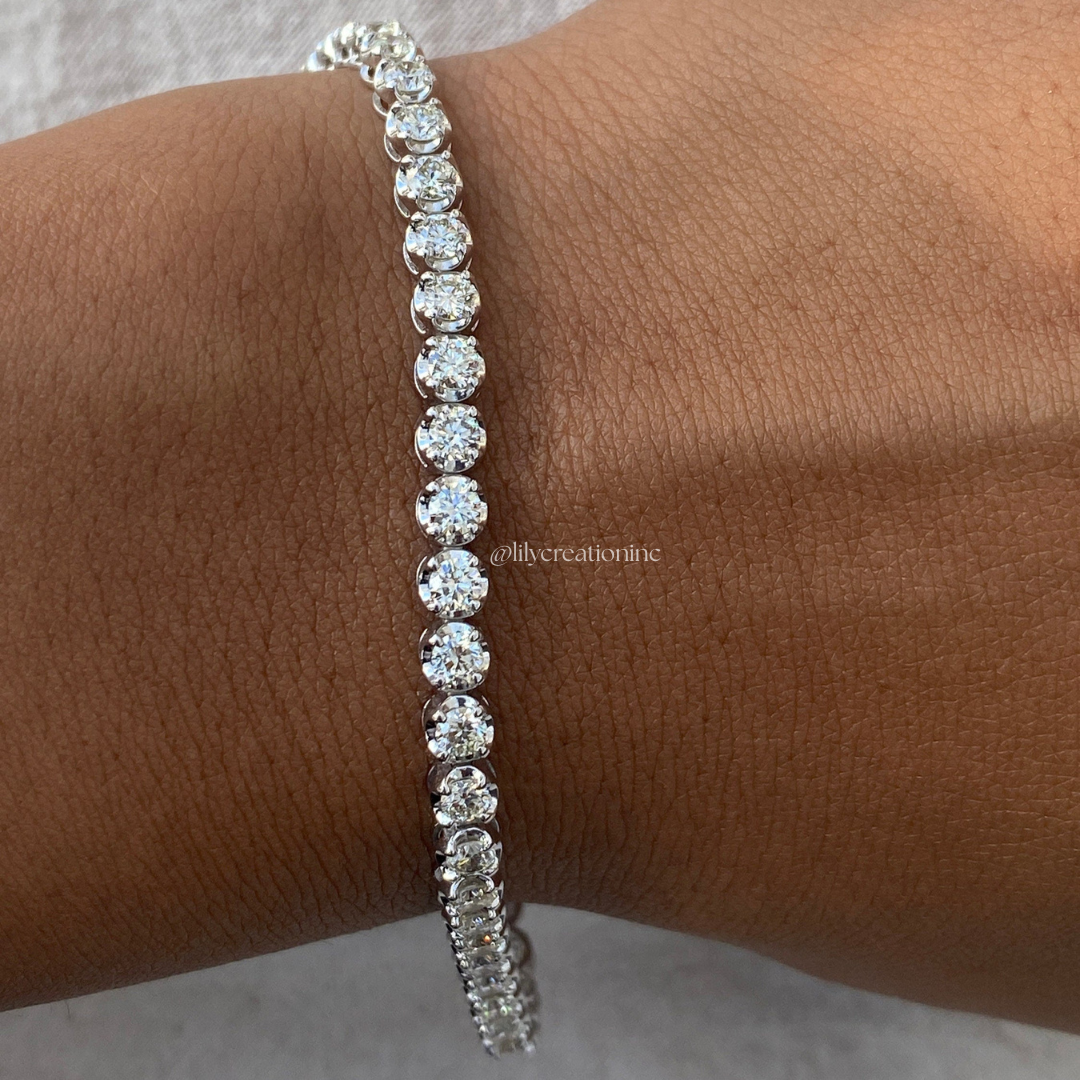 5 Carat Crown Setting Round Lab Grown Diamond Tennis Bracelet