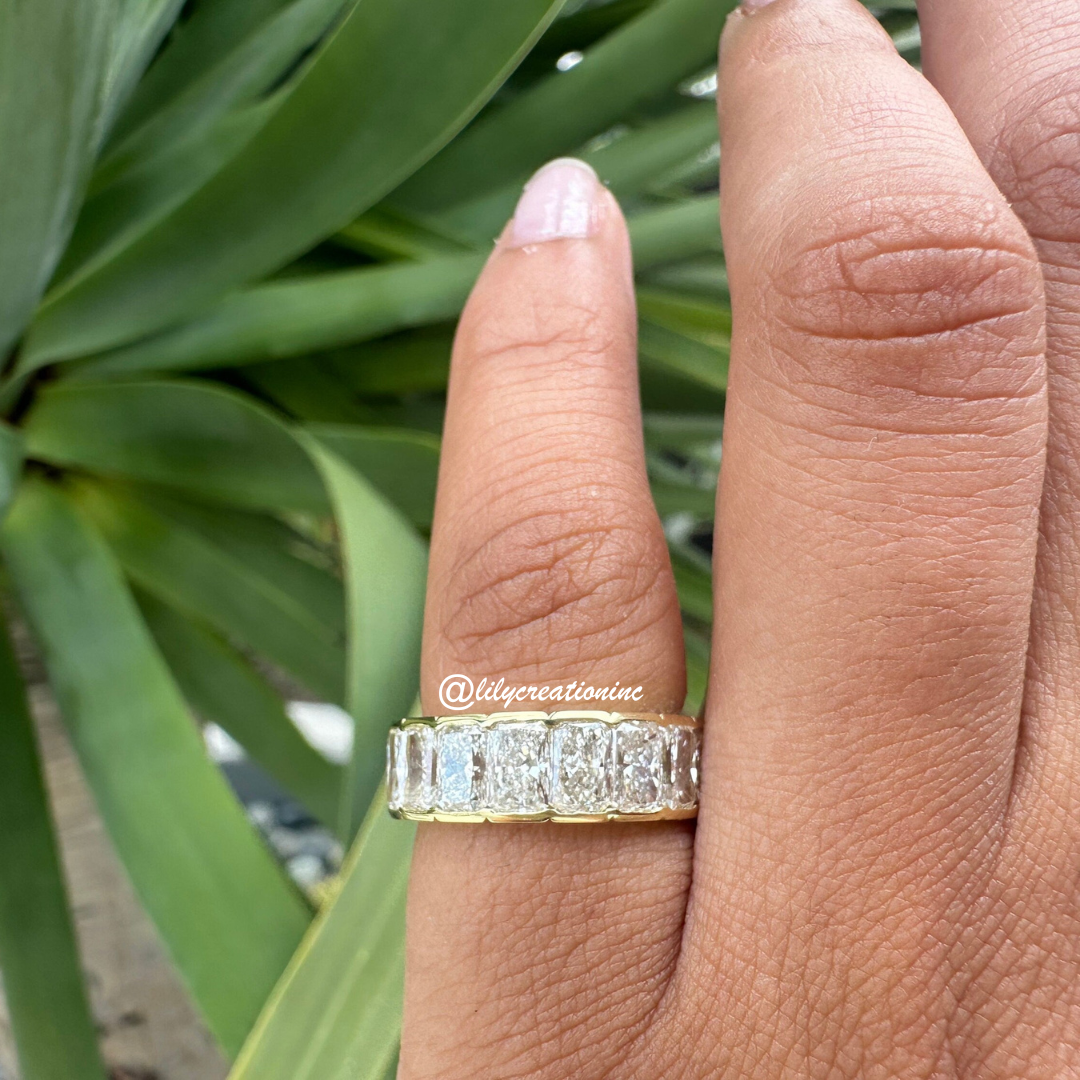 5 Carat Radiant Cut Bezel Set Diamond Eternity Band