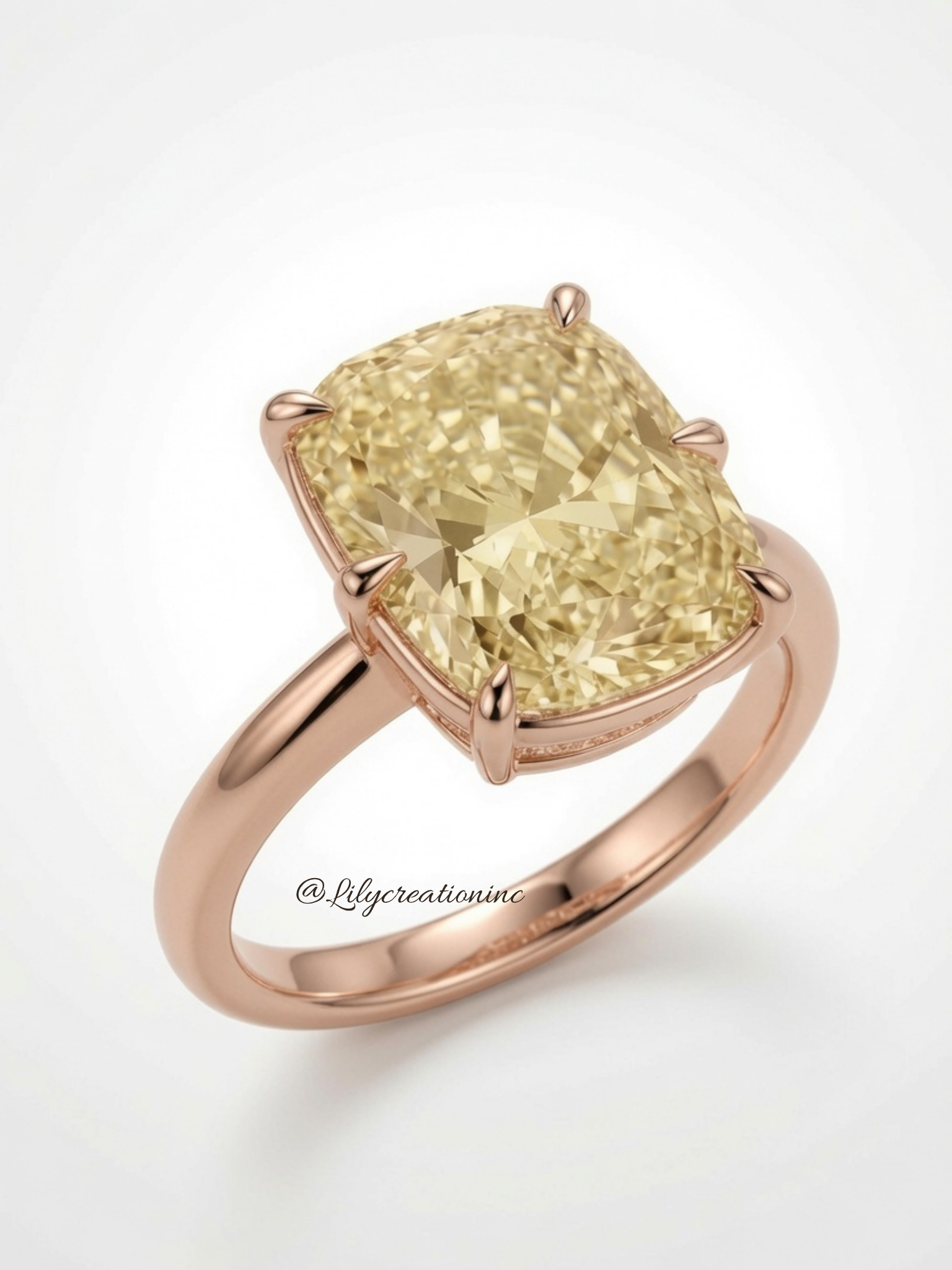 Yellow Cushion Solitaire Diamond Engagement Ring