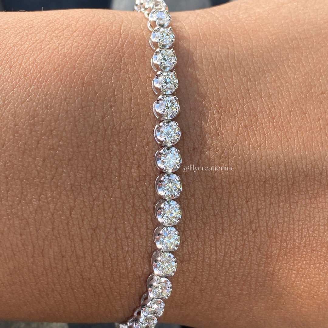 5 Carat Crown Setting Round Lab Grown Diamond Tennis Bracelet