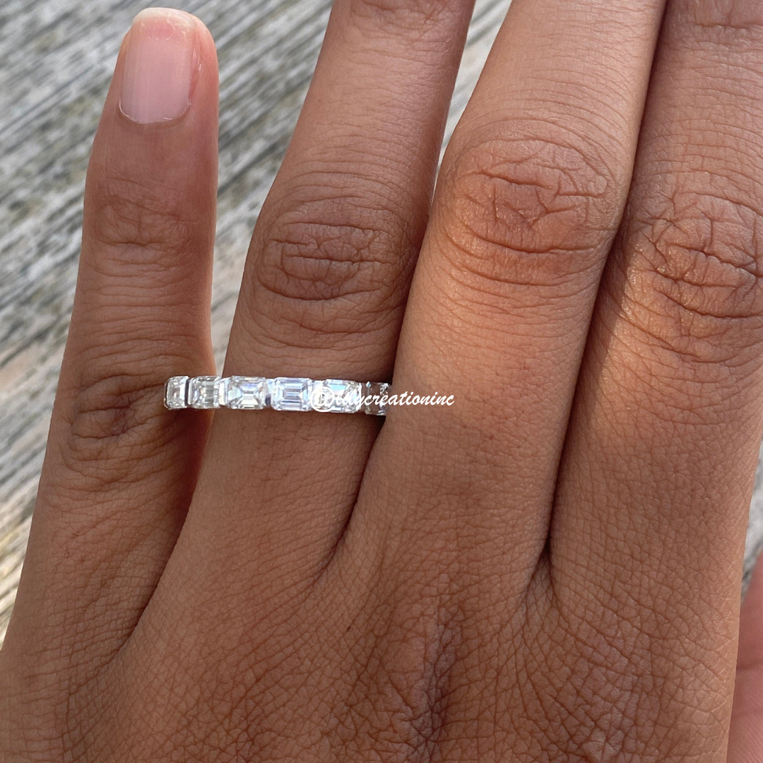 Emerald Cut East West Diamond Eternity Band