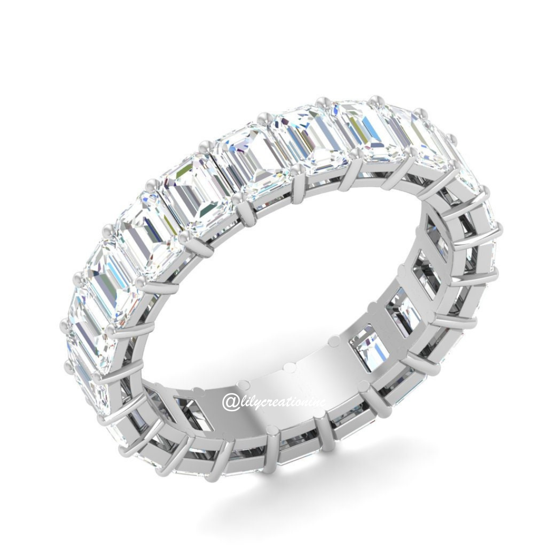 7 Carat Emerald Cut Diamond Eternity Band