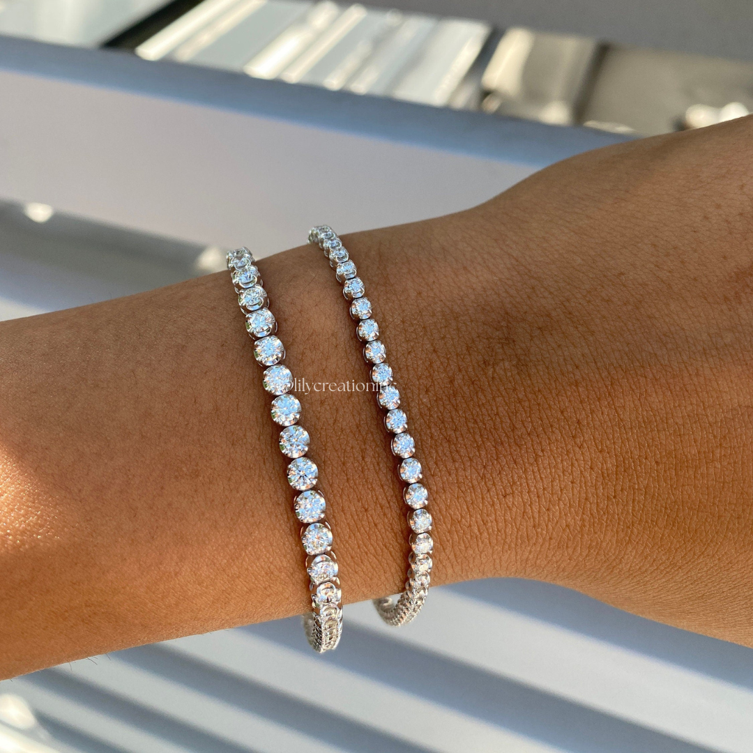 5 Carat Crown Setting Round Lab Grown Diamond Tennis Bracelet