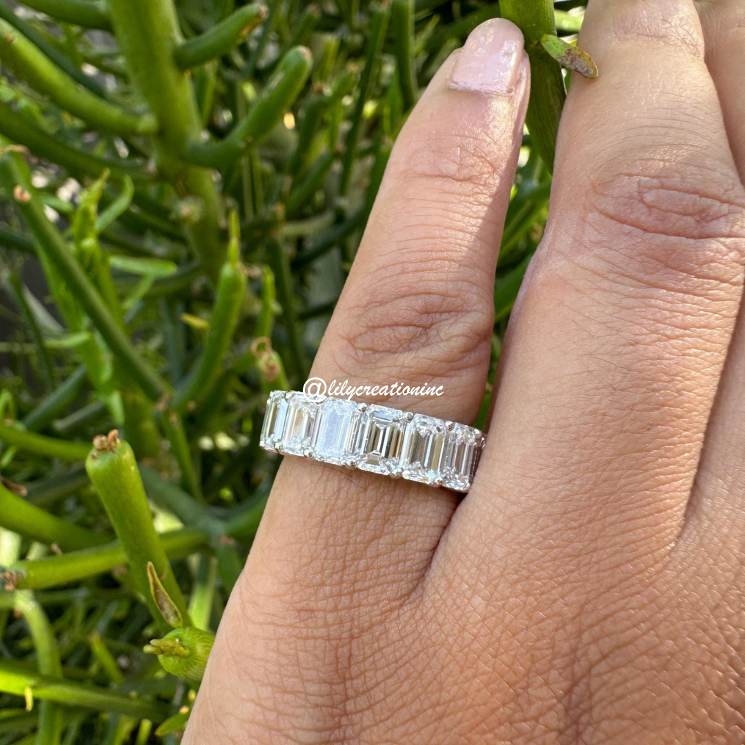 8 Carat Emerald Cut Diamond Eternity Band