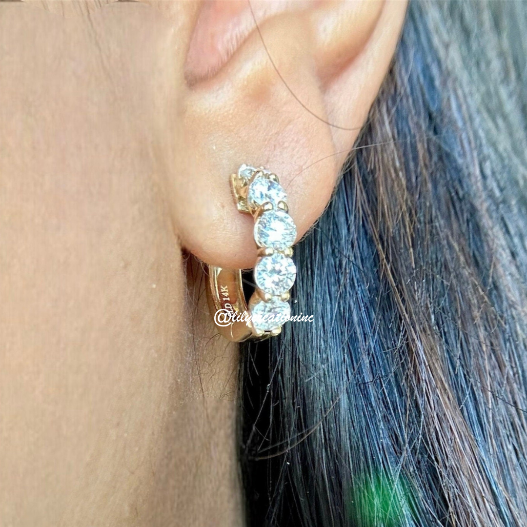2 Carat Round Lab Grown Diamond Huggie Earrings