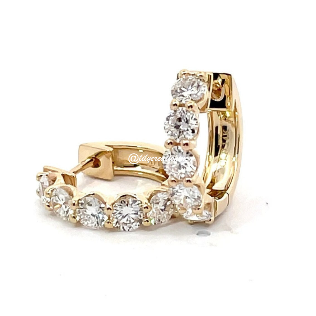 2 Carat Round Lab Grown Diamond Huggie Earrings