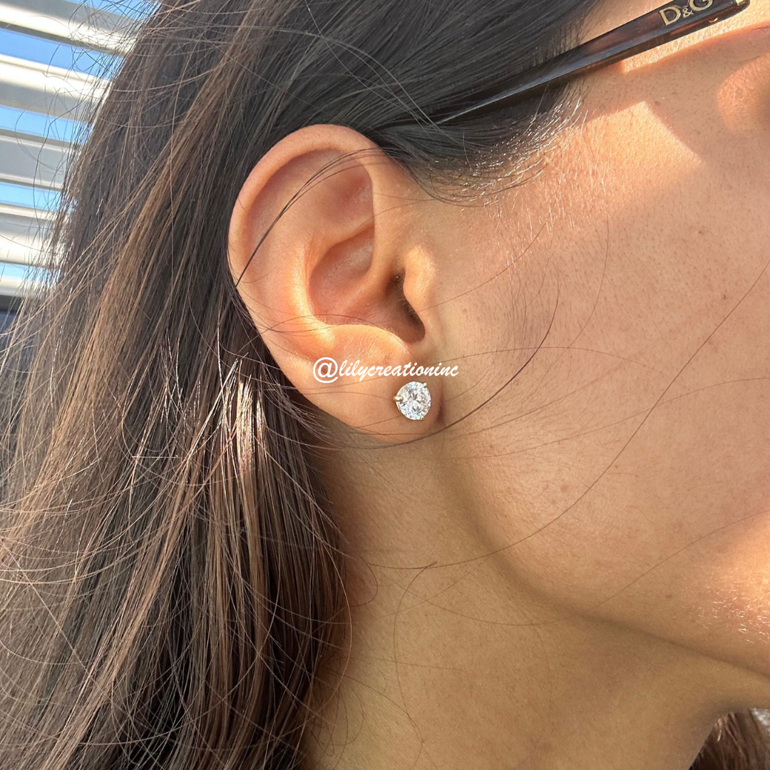 2 Carat Round Martini Set Lab Grown Diamond Stud Earrings