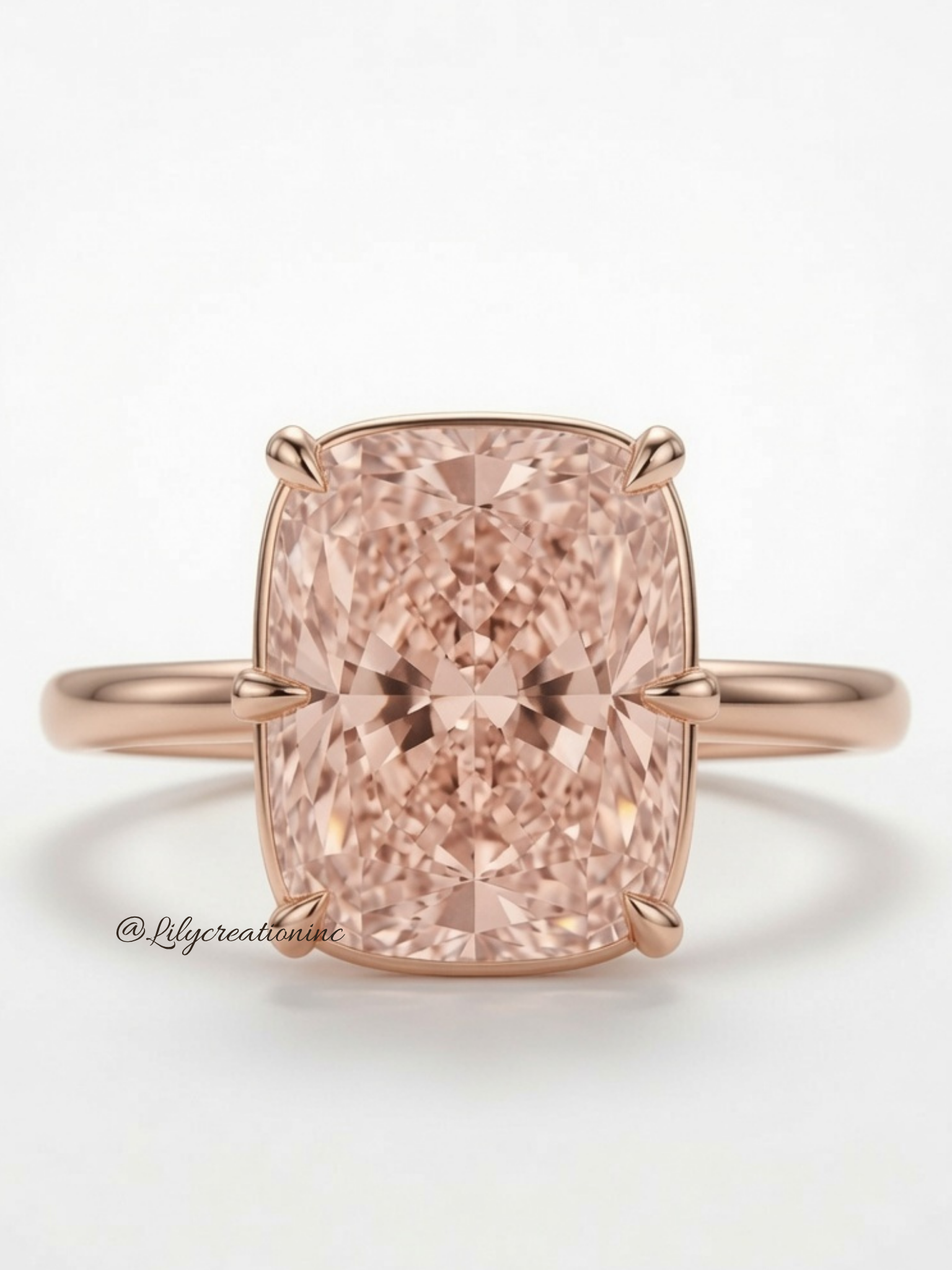 Pink Cushion Solitaire Diamond Engagement Ring