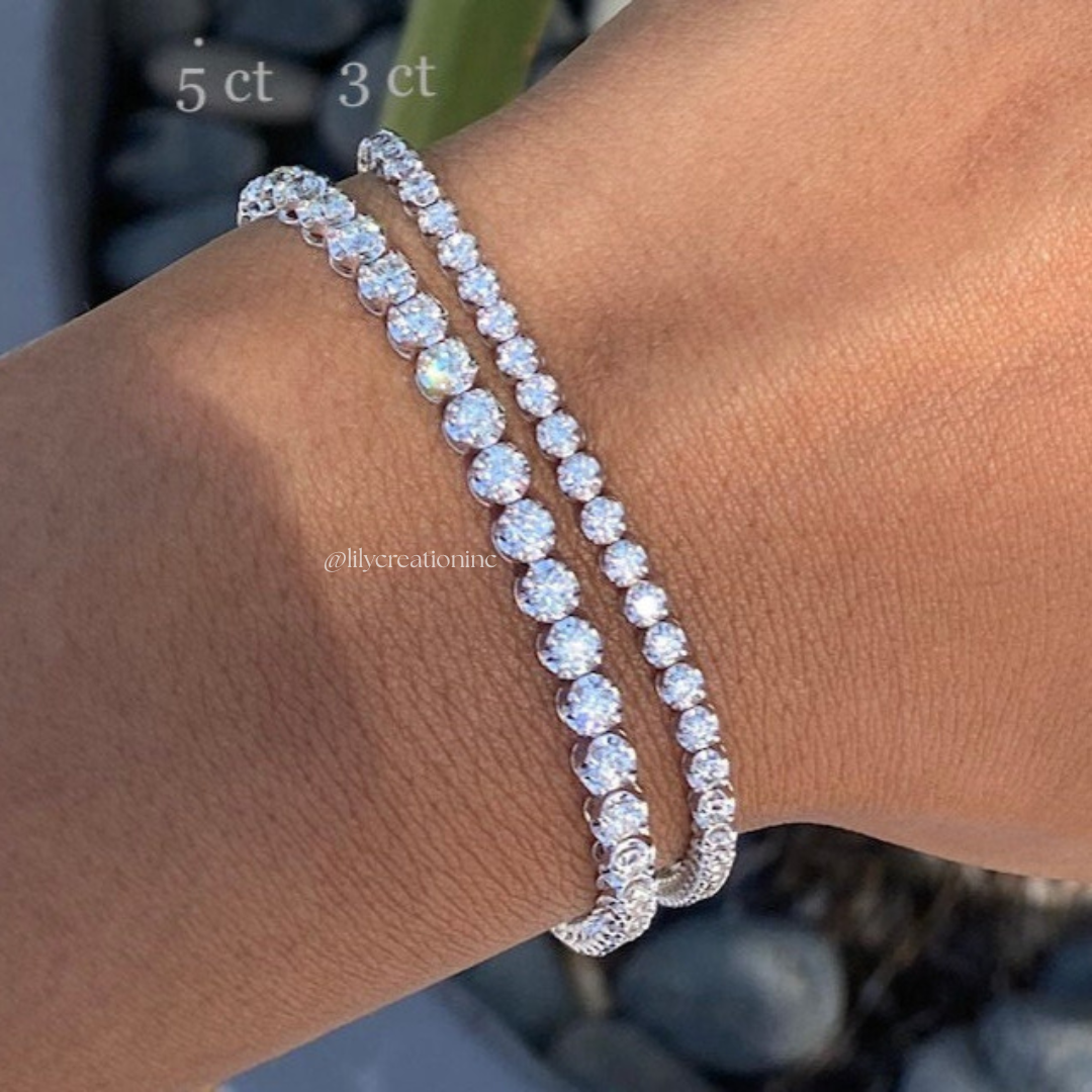 5 Carat Crown Setting Round Lab Grown Diamond Tennis Bracelet