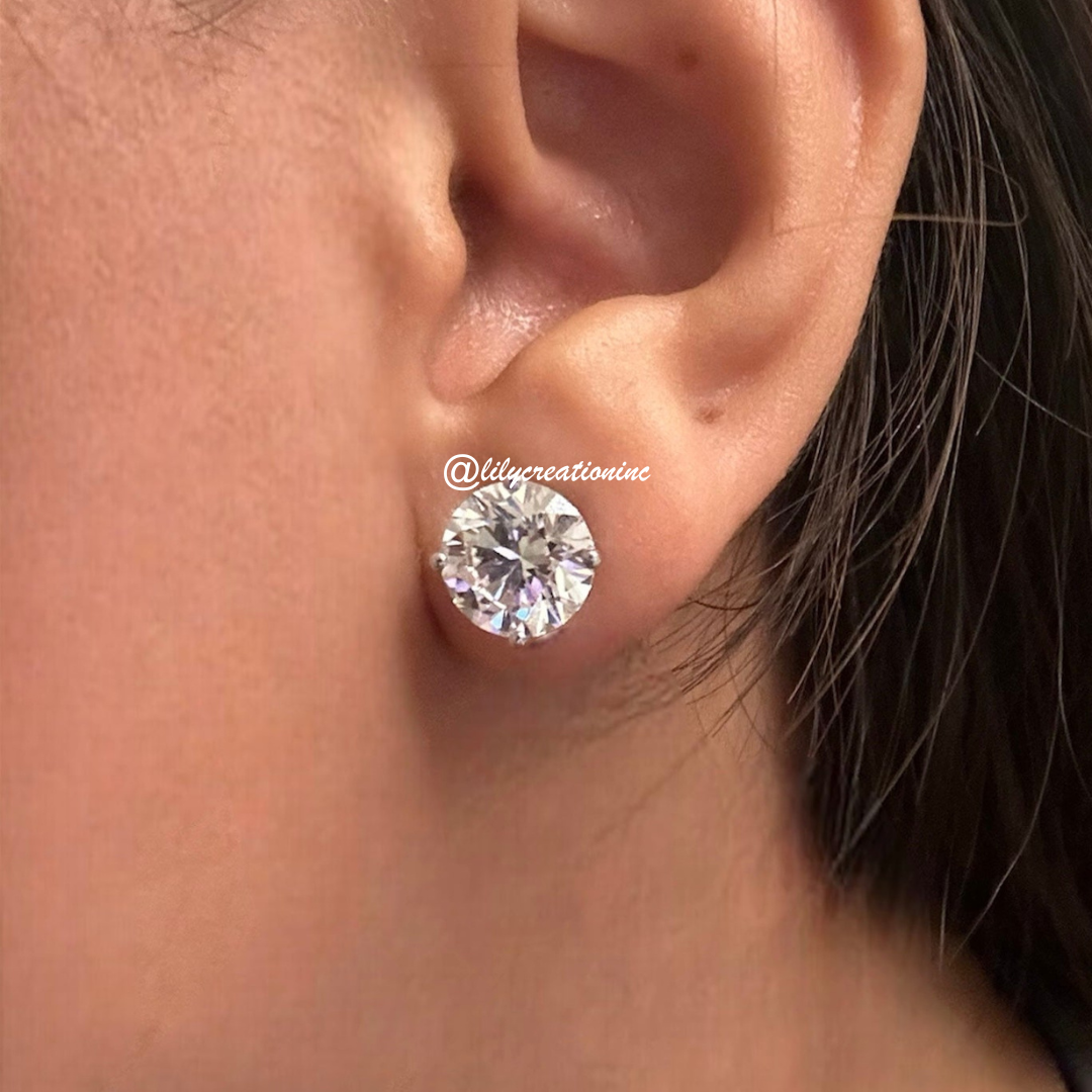 2 Carat Round Lab Grown Diamond Stud Earrings