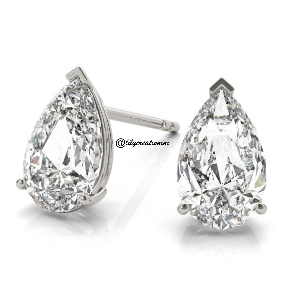 2 Carat Pear Lab Grown Diamond Stud Earrings