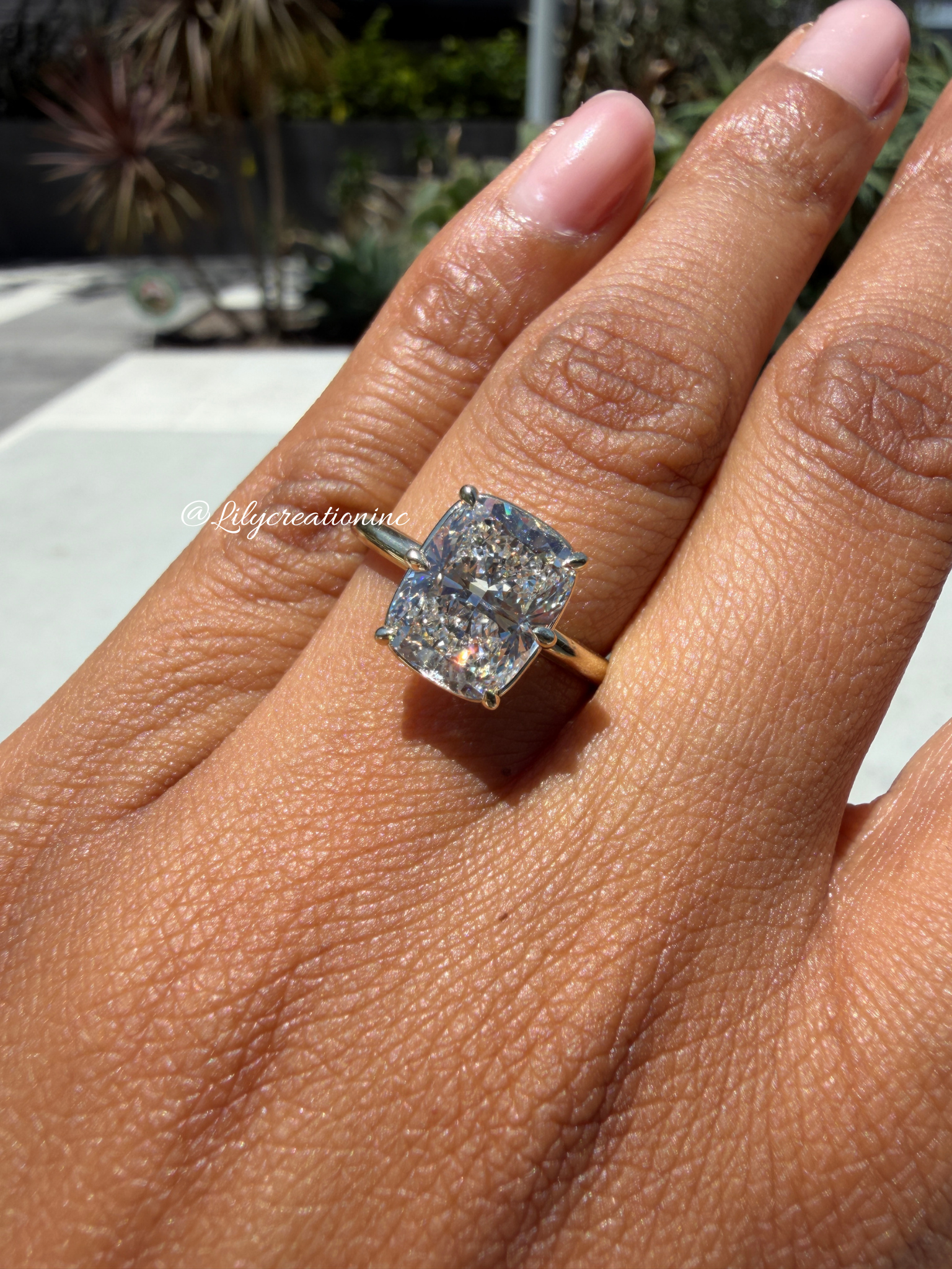 Cushion Solitaire Lab Grown Diamond Engagement Ring