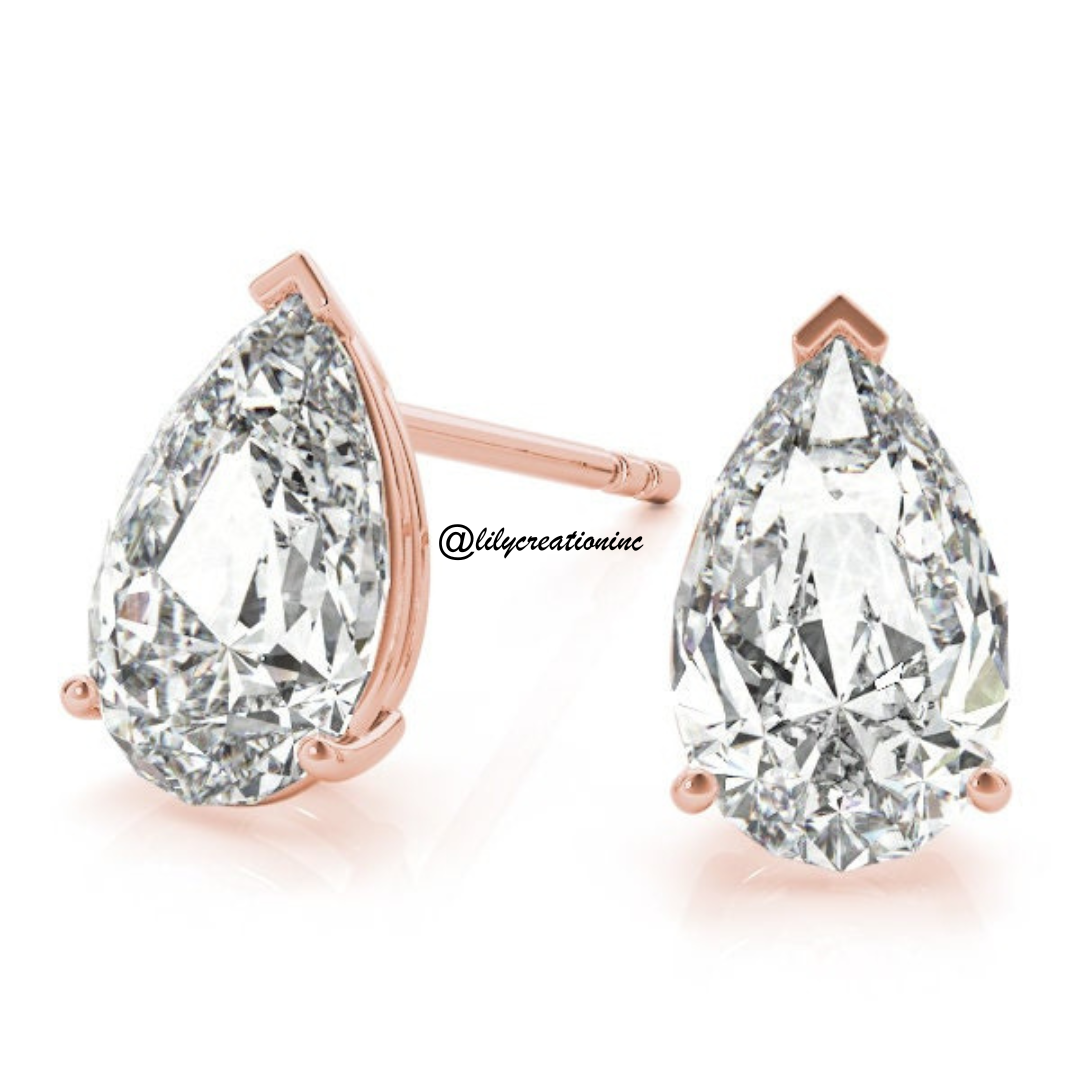2 Carat Pear Lab Grown Diamond Stud Earrings