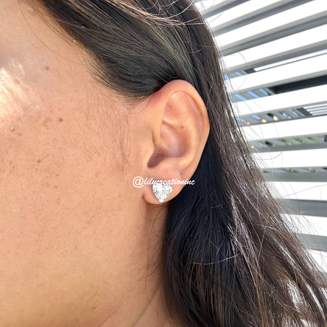 2 Carat Heart Shaped Lab Grown Diamond Stud Earrings
