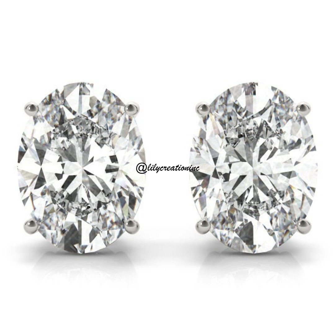 2 Carat Oval Lab Grown Diamond Stud Earrings