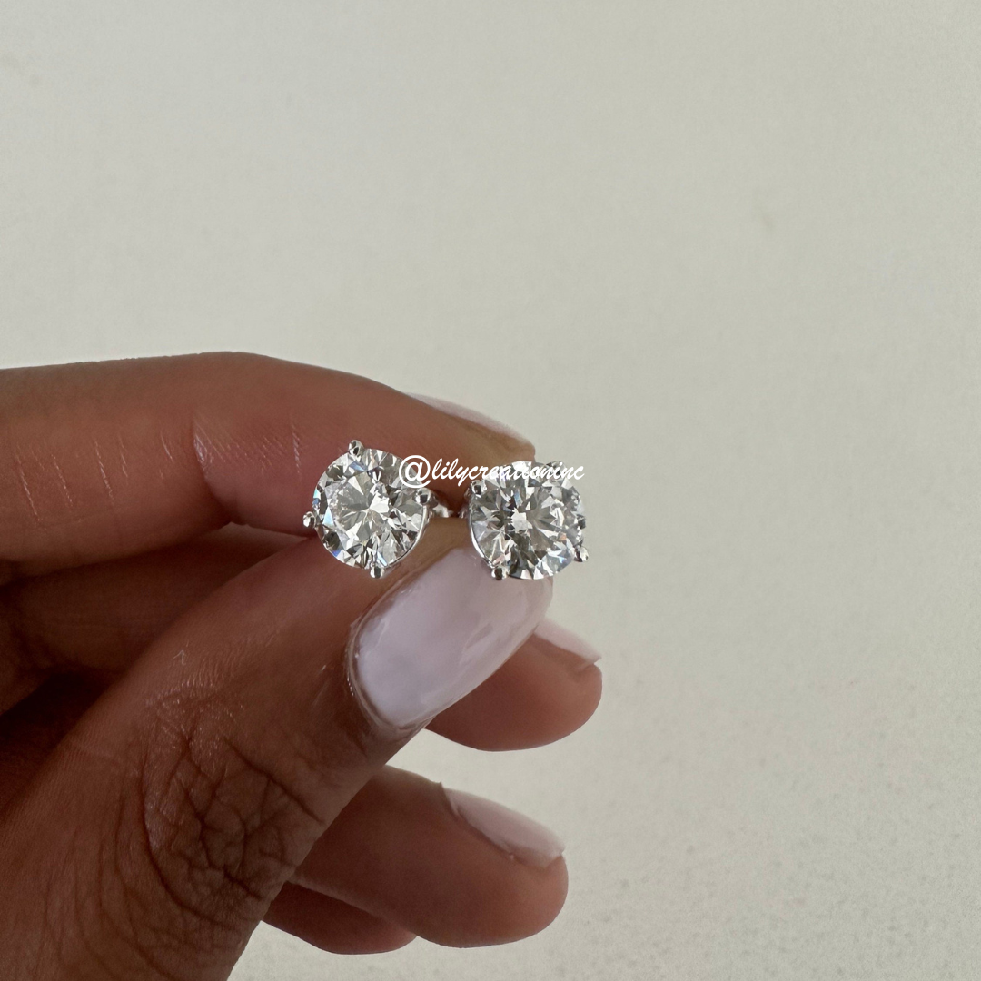 4 Carat Round Lab Grown Diamond Stud Earrings