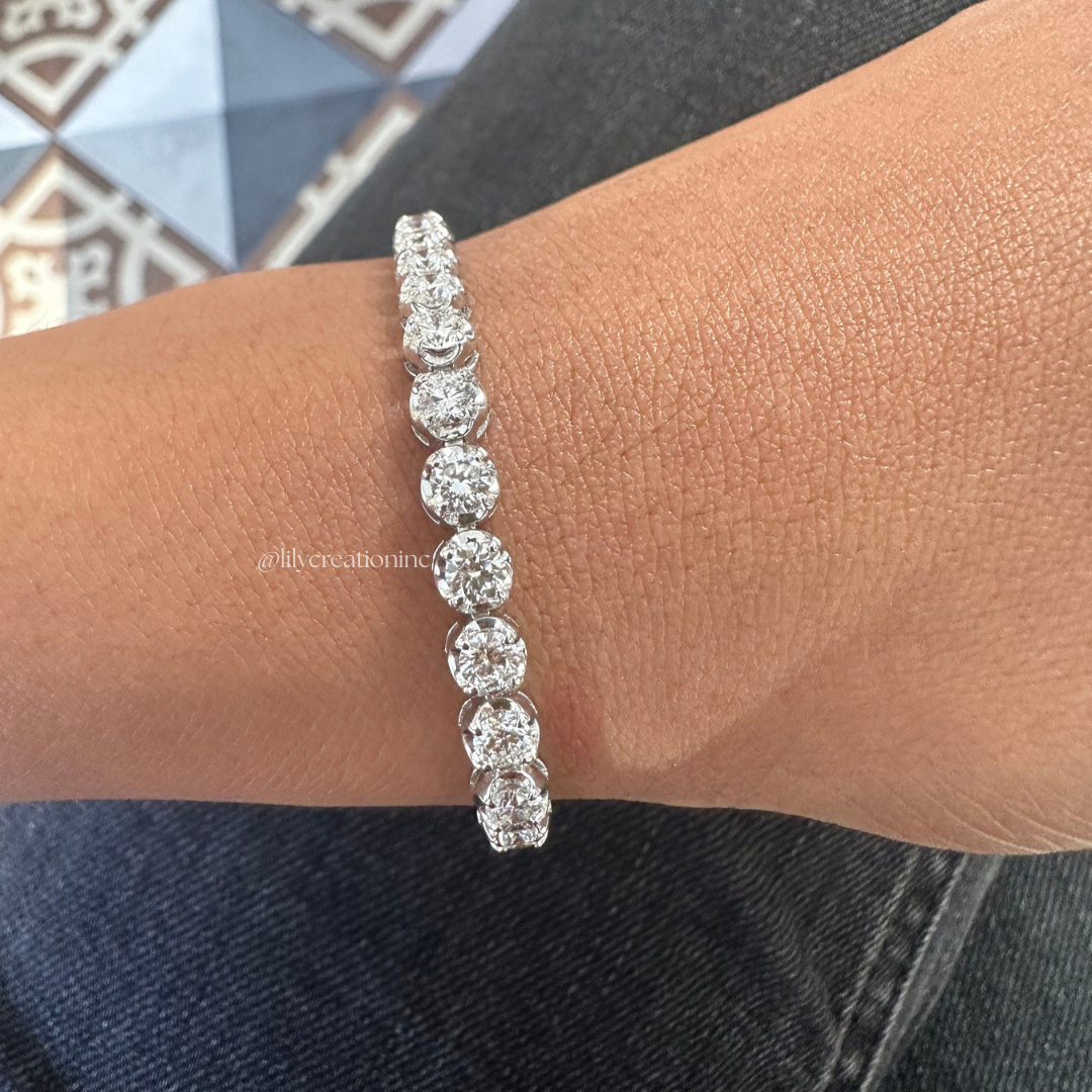 6 Carat Crown Setting Round Lab Grown Diamond Tennis Bracelet