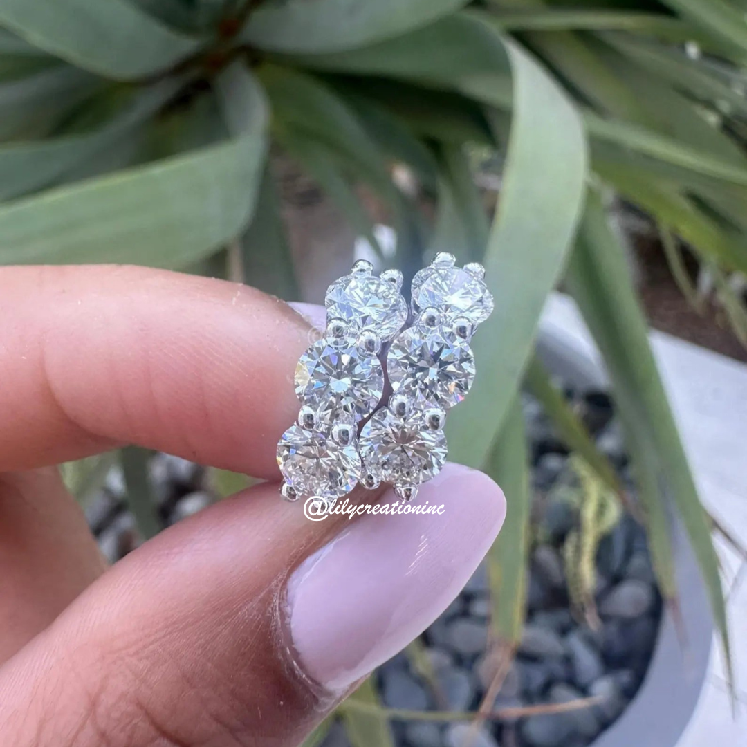 3 Carat Round Lab Grown Diamond Huggie Earrings