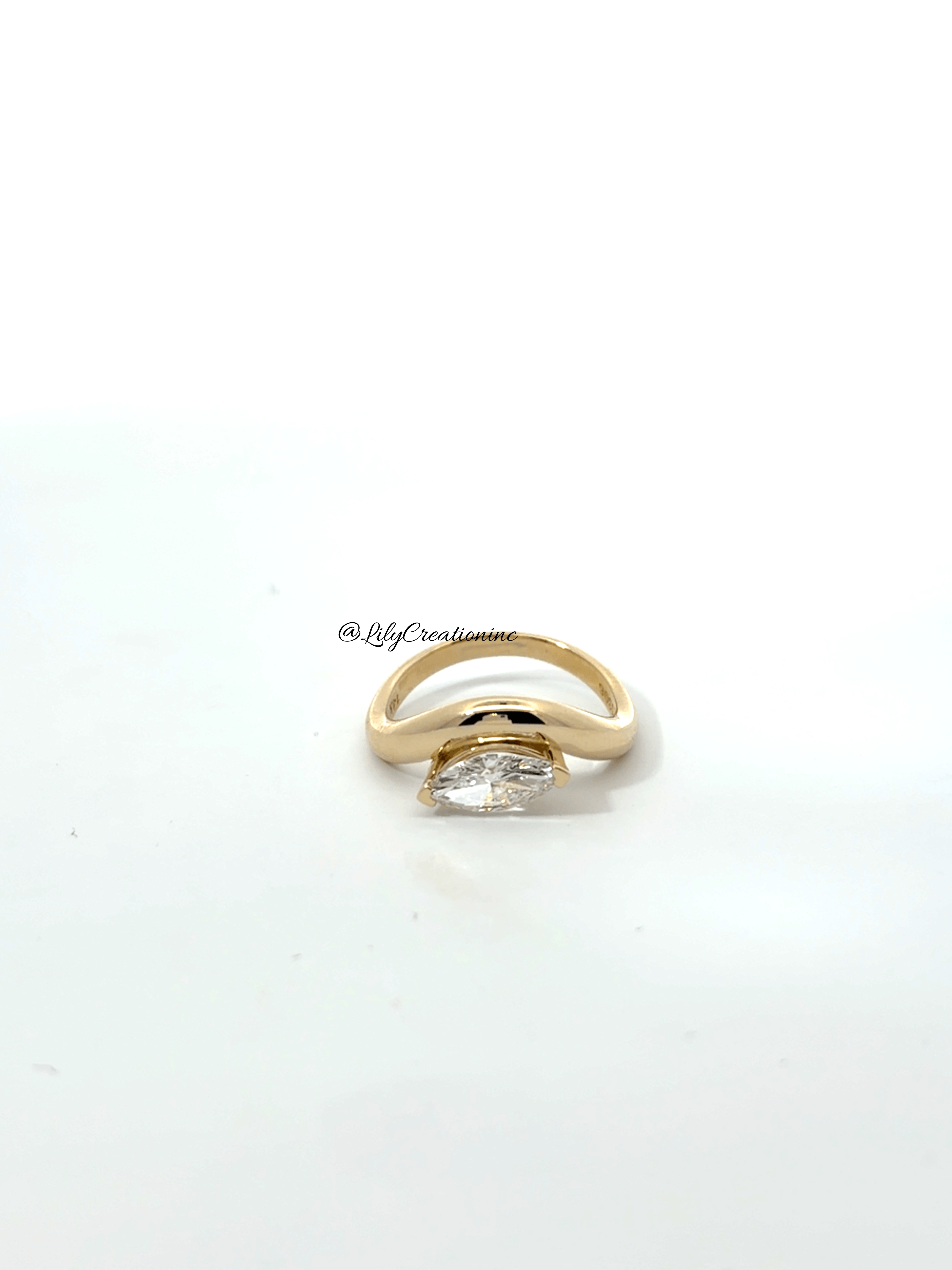 Art Deco Marquee Lab Grown Diamond Engagement Ring