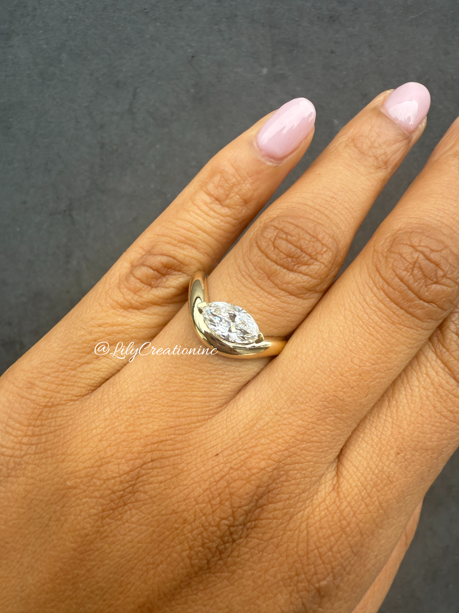 Art Deco Marquee Lab Grown Diamond Engagement Ring