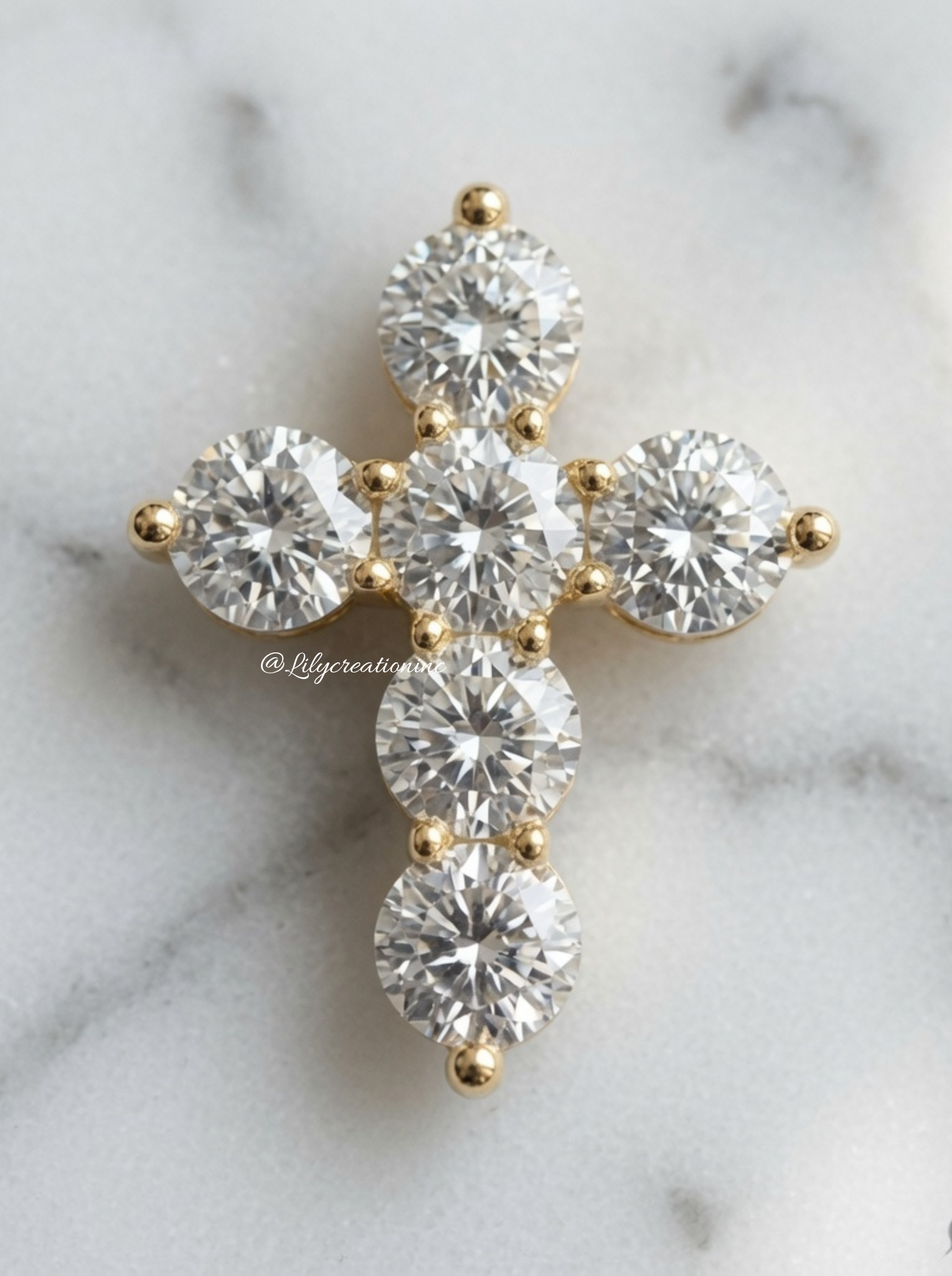Round 6 Stones Lab Grown Diamond Cross Pendant